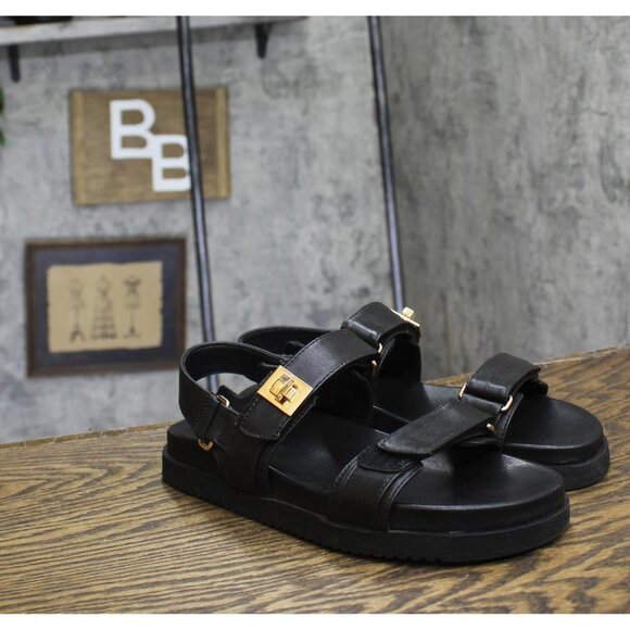 Steve Madden Womens Mona Strap Sandal MONA04S1 Black Leather 8.5M - Picture 1 of 11